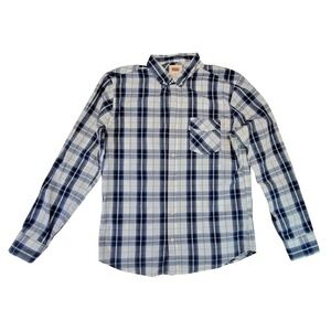 Levi's Mens Classic Plaid Long Sleeve Button Down Shirt Blue White M‎